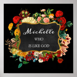 Poster Michelle Nom Signification Vintage Floral Annivers