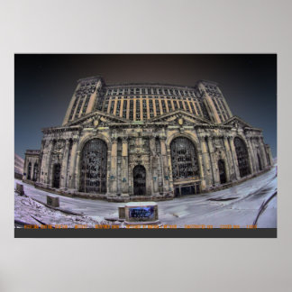 Poster Michigan Central Station, Detroit, décembre 2008