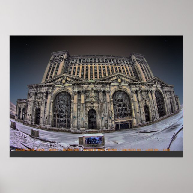 Poster Michigan Central Station, Detroit, décembre 2008 (Devant)