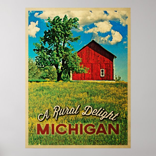 Poster Michigan Country Red Barne (Devant)
