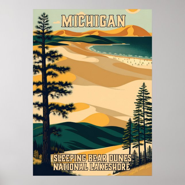 Poster Michigan Dunes d'ours couchage National Lakeshore  (Devant)