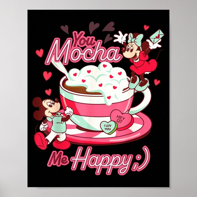 Poster Mickey &amp; Minnie Valentine's Day You Mocha Me H (Devant)