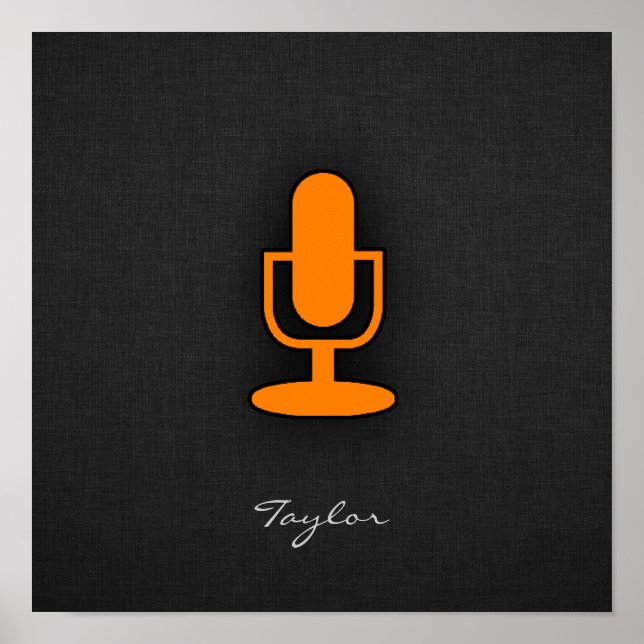 Poster Microphone orange (Devant)