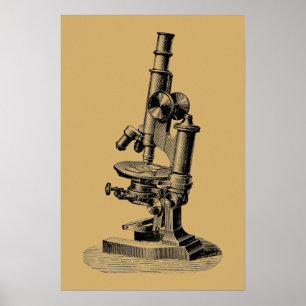 Poster Microscope Antique 1892 "Steampunk" Art