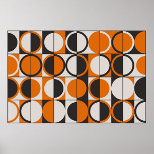 Poster Mid-century geometric abstract pattern with simple