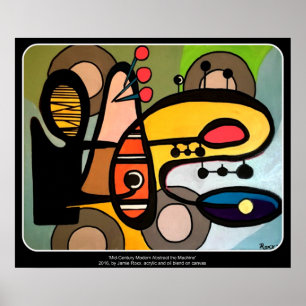 Poster 'Mid-Century Modern Abstract the Machine' painting