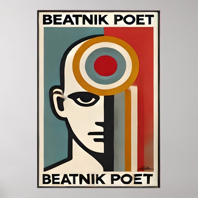 Poster Mid Century Modern Art Beatnik Poet (Devant)