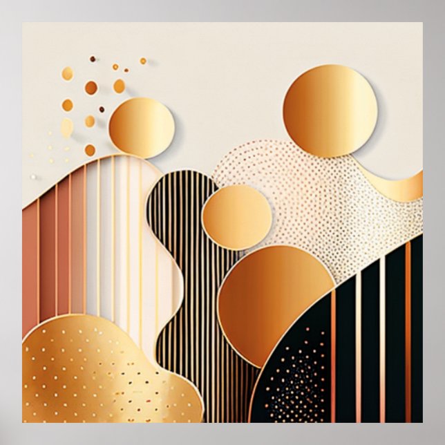 Poster Mid Century Terracotta Brown et beige (Devant)