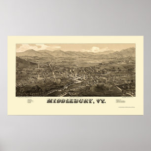 Poster Middlebury, carte panoramique de VT - 1886