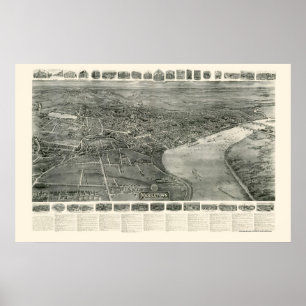 Poster Middletown, CT Carte panoramique - 1915
