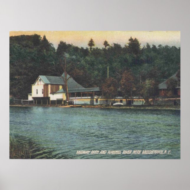 Poster Middletown NY, Midway park, Wallkill River, Old (Devant)