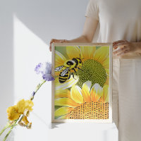 Miel Abeille Sur Tournesol Cute Naïve Art