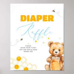 Poster Miel Bee Boy Girl Baby shower Déchets Raffle