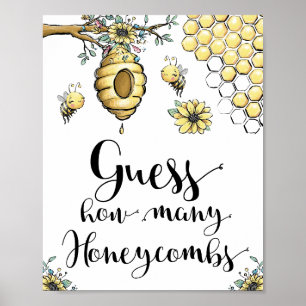 Poster Miel de ruche fleurie Miel doux Abeille Guess Hone