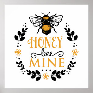 Poster miel miel abeille mienne mot art