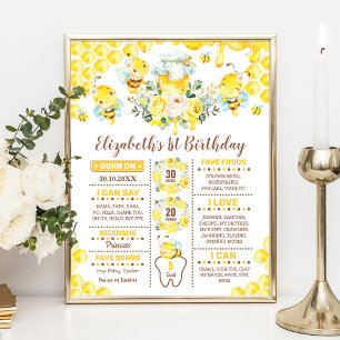 Poster Miel mignon abeille 1er anniversaire Statistiques 