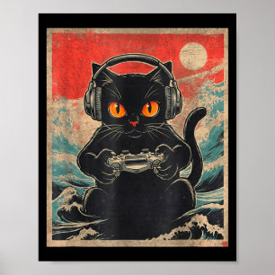 Poster Mignon Anime Joueur Kawaii Chat Cadeau de jeu japo