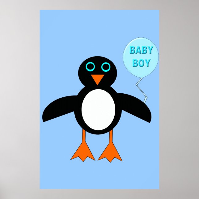 Poster mignon Bébé Petit Garçon Pingouin (Devant)