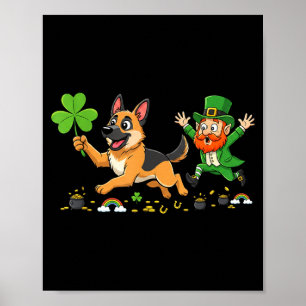 Poster Mignon berger allemand trèfle jour de la Saint-Pat