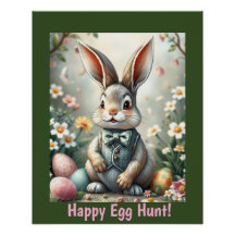 Poster mignon Bunny Pâques brillant