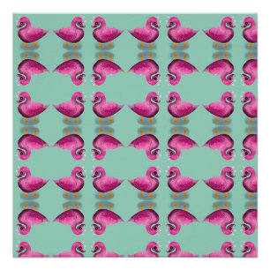 Poster Mignon Canard Rose Kawaii & Art pour Nurserie avec