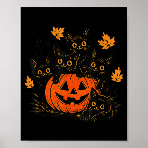Poster Mignon Chat Noir Citrouille Jack O Lantern Kitty D
