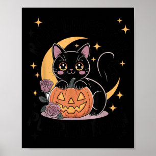 Poster Mignon chat noir Halloween pastel gothique sorcièr