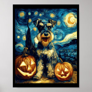 Poster Mignon chien schnauzer miniature Halloween Jack O