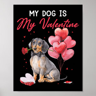 Poster Mignon chiot teckel Saint-Valentin propriétaire Mo
