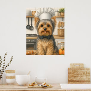 Poster Mignon Cuisinier Maison Chien Drôle Yorkshire Terr