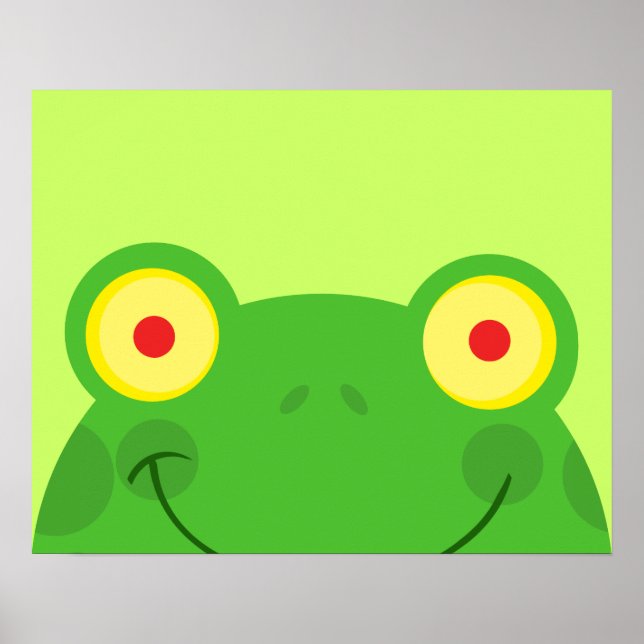 Poster mignon dessin animé grenouille visage froggy (Devant)