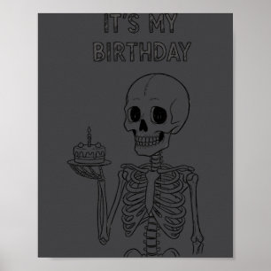 Poster Mignon Drôle Kawaii Squelette Anniversaire Crâne H