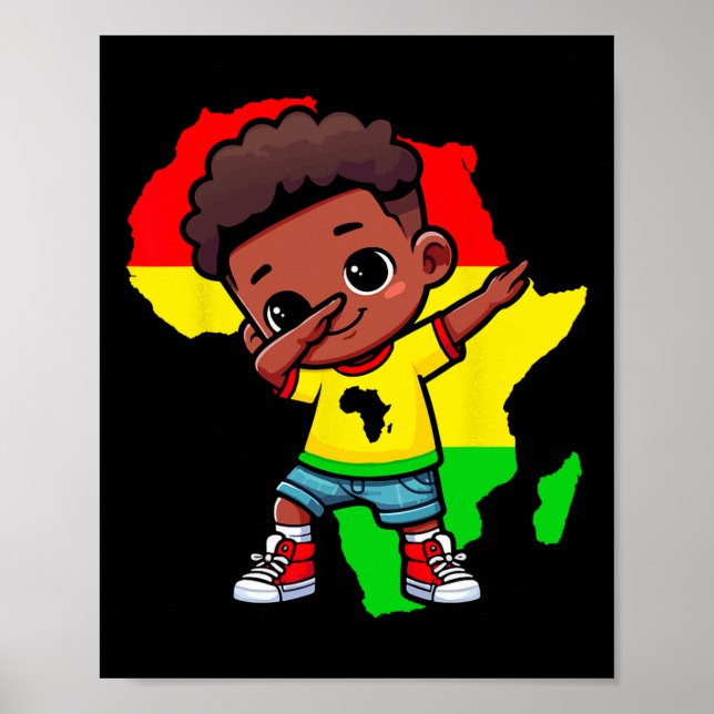 Poster Mignon enfant Dabbing Mois de l'histoire des Noirs (Devant)