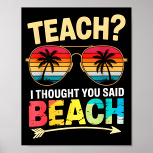 Poster Mignon enseigne pensée dite professeur de plage éc