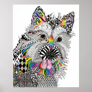 Poster mignon et coloré de Cairn Terrier - 16" x 2