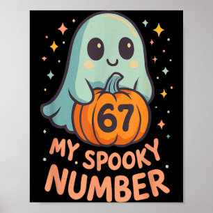 Poster Mignon fantôme kawaii citrouille 67 mème drôle mat