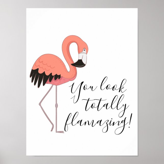 Poster Mignon Flamant Rose Drôle Totalement Éblouissant (Devant)