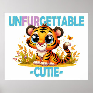 Poster Mignon inoubliable jeu de mots amusant. Bébé Tigre