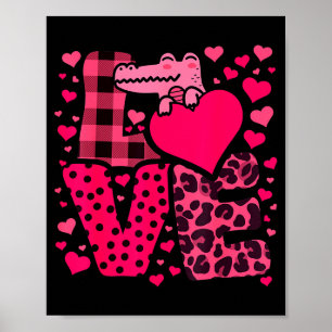 Poster Mignon Kawaii Saint-Valentin Crocodiles Amour Cœur