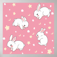 Mignon Lapin Kawaii Rose Doodle