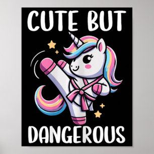 Poster Mignon Mais Dangereux Unicorn Karate Girl Taekwond