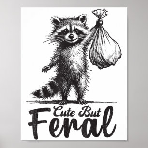 Poster Mignon mais féroce costume de raton laveur panda d