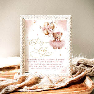 Poster Mignon ours en peluche rose blush Ne dites pas jeu