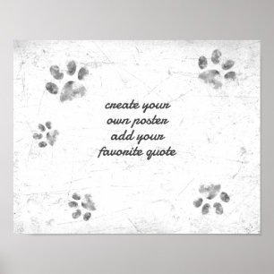 Poster mignon patte chien ajouter texte en noir et blanc