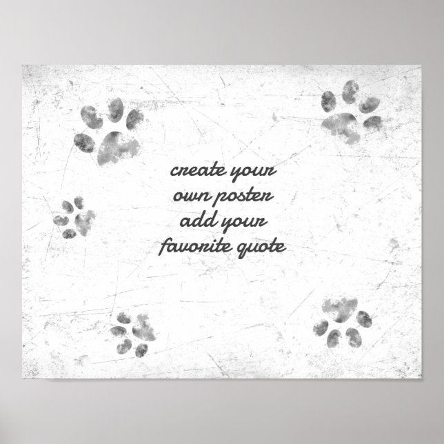 Poster mignon patte chien ajouter texte en noir et blanc (Devant)