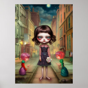 Poster Mignon Sad perdu fille dans la ville