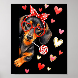 Poster Mignon Saint-Valentin Dachshund Coeur Maman Chien 