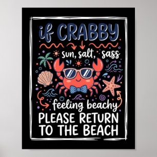 Poster Mignon si crabe de plage grincheux avec lunettes d