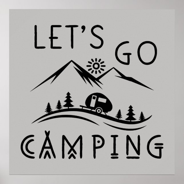 Poster Mignonne allons faire du camping du mot art (Devant)