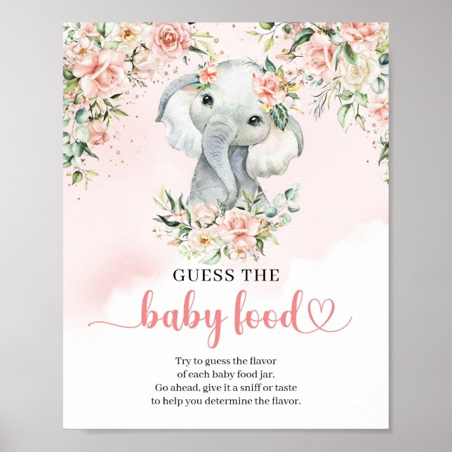Poster Mignonne bébé éléphant rougir Guess Le jeu de nour (Devant)